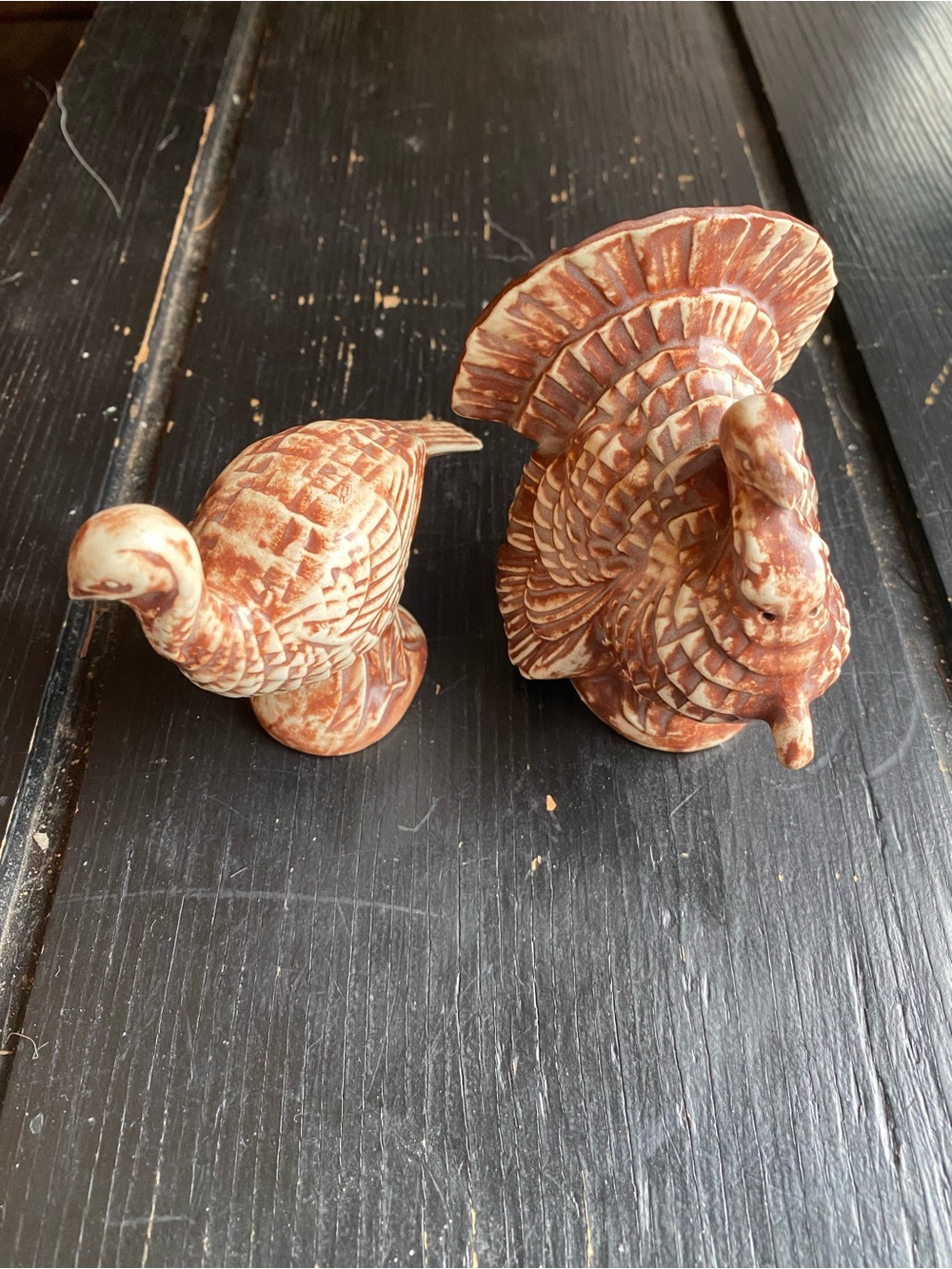 Vintage Ceramic Turkey Salt and Pepper Shakers - Brown